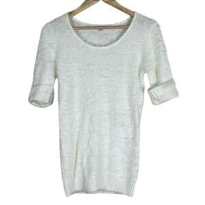 Collective Concepts Sweater Womens M Ivory Fuzzy Eyelash Soft Indie Cozy Y2K